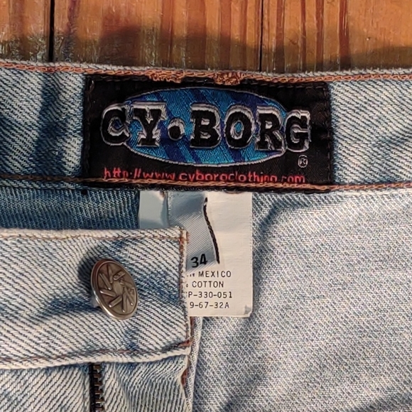 CY•BORG Baggy Jeans 34 Light Blue 90's Cyborg - Picture 4 of 11